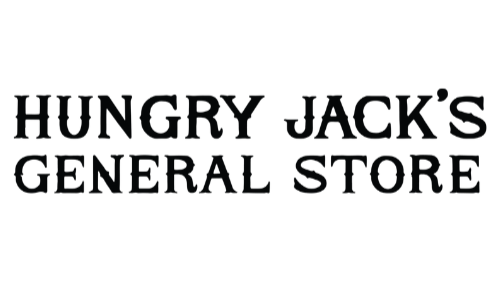 Text 'HUNGRY JACK'S GENERAL STORE' in black on a white background
