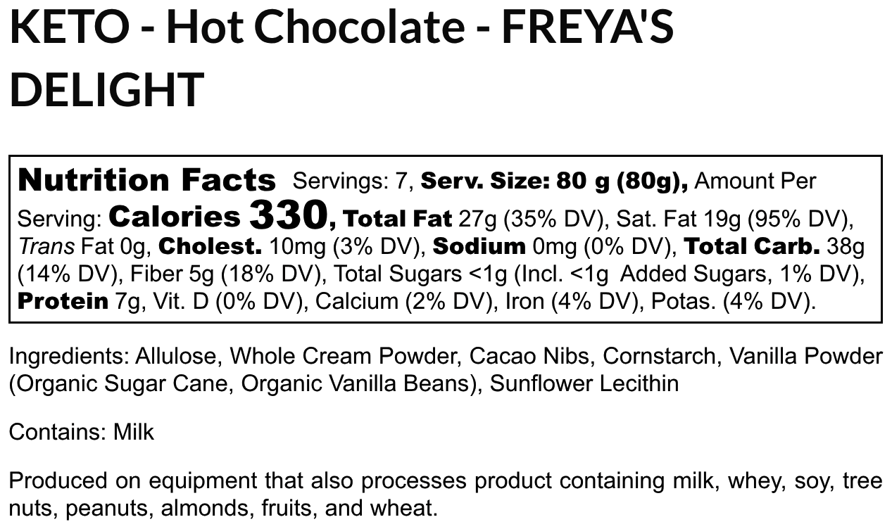 KETO Freya's Delight - Hot Drinking Chocolate - Starter Pack